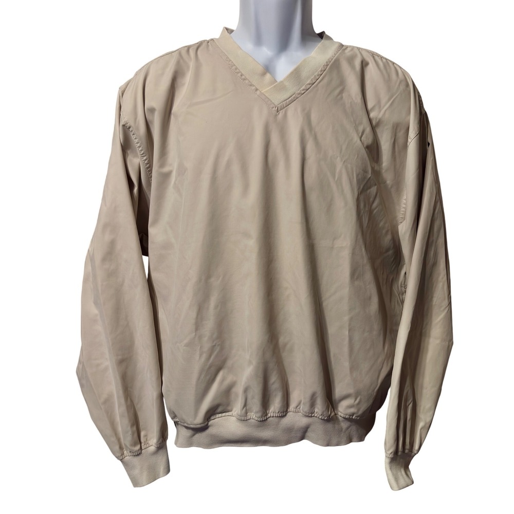 Page & Tuttle Mens Pullover Golf Windbreaker Long Sleeve Jacket V-Neck Tan M/M